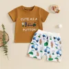 Set di abbigliamento set per bambini outfit casual estate lettera da golf stampare magliette a maniche corte