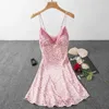 Robe feminino Pink Leopard 2pcs Robe conjunto de roupas de dormir sexy Mulheres cetim quimono Bathrobe vestido de renda de renda lingerie íntima com almofadas de peito