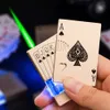Creatief Refilleerbaar Gas Unfillable Butane Led Green Flame Black Ace Poker Playing Card Torch Lighters