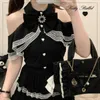 Женские блузки сладкая милая японский стиль рубашка с открытыми плечами для Lady Lace 2024 Summer Tops Fashion Elegant Blous
