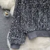 Moletons femininos outono e inverno Design Sense Senhor de lantejoulas pesadas Modans de luxo de luxo suéter sênior