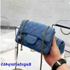 Sacchetti da donna tote mini sacchetti di lembo sacche di denim trapunte in denim oro matelasse schiacciano la borsetta a spalla regolabile a sfera da spalla sacoche vwku