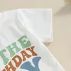Kläduppsättningar småbarnflickor pojke födelsedagsdräkt skjorta och shorts set halva 1: a 2: a 3: e gåvan