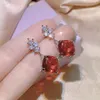 Geel gecreëerde citrien sieraden set drop oorr ketting ring voor vrouwen verzilverde mode feestaccessoire 240425