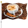 Accessories Coffee Flag Double Stitched Coffee Cup Caffeine Coco Beans Flags Banners with Brass Grommets for House Indoor Outdoor Decoration