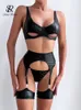 Singrainy Sexy Leather Rouphe Bra e Rouphe Conjunto de roupas femininas Solid sem alças