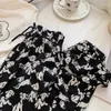 Women's Pants Summer Thin Floral Seaside Pajamas Loose Adult Ice Silk Mosquito-proof Wide-leg Beach Harem Ankle-length Bloomers