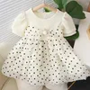 Abiti da ragazza Summer Baby Girl Dress Maniche Sfugo Dress Principessa Abito Dot Bow Fette Wedding Ball Ball Outfit Outfit Toddler Girl Clothing A1077