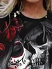 T-shirt da donna T-shirt goth t-shirt figura figura floreale stampa 3d rotonda collo corto slve leggera maglietta elasticizzata donna strtwear t240507
