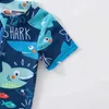 One-Pieces Baby Boy Swimming Costume Baby Swimsuit Infant Toddler Boys Shark Print Swimwear Zipper 1Piece Short Sleeve Beach Bathing Suits H240508