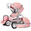 Carrinhos de bebê# carrinho de bebê de luxo 3 em 1 conjunto de carrinhos infantis Conjunto de carrinho portátil Reversível High Paisagem Baby Carriage Trolley Travel Pram 7Gifts T240509