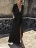 Vestidos de festa elegantes Deep Vestido Maxi Longo Mulheres 2024 FALL SOLE XXL TAMANHO DE PRAIA FEMANA VINTAGE SEXO SEXY HIGH SPLIT BOHO VESTIDOS