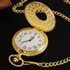 Pocket Watches Vintage Charme Luxus Gold Mode Römische Zahl Quarz Steampunk Uhr Women Mann Halskette Anhänger mit Kette Unisex Geschenke