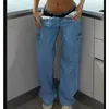 Jeans femminile y2k color massello vintage ad alta vita ad alta vita jeans body beni pantaloni da uomo tasca da donna jeansl2405