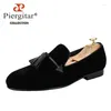 Casual Shoes Piergitar Five Colors Velvet Men With Matching Colour Leather Tassels Handmade Slip-On Loafers For Fashion Party Wear