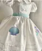 Robes de fille 0-12 ans bébé filles d'été Blanc Broide de sirène trkiye rétro princesse lolita robes de bal Eid al fitrl2405