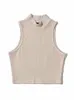 Summer Black Women Fashion Crop Top High Neck White Sleeveless Tank Tops 5 Färger 240509