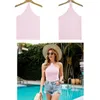 Tanques femininos Sexy Lace-up Halter Backless Crop Tube Top Women Women Summer Summer sem mangas com nervuras femininas sólidas Camisole Holiday Beachwear cole