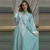 Ethnische Kleidung Eid Mubarak Muslimer Stickansticker Abaya für 2024 Frauen Kleid Dubai Jalabiya Türkei Indien Kaftan Maxi Kleid Islam Robe