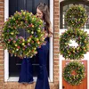 Fleurs décoratives Couronne verte artificielle pour décoration mur de porte et petites décorations de vacances de Noël Saint-Valentin