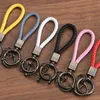 Keychains Bedanyards 6 cores Luxury Genuine Leather cordão corda automática Kichain unissex preto colorida ferradura de fivela de fivela de pedacinho do anel do anel Jóias J240509