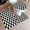 Bath Mats Pink White Plaid Mat Set Modern Nordic Style Geometric Art Home Doormat Carpet Bathroom Decor Floor Rugs Toilet Lid Cover