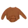 Ensembles pull bébé automne d'hiver pour enfants et filles à manches longues à manches longues à glissière en tricot solide Q240508