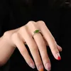 Cluster anneaux Jade HEtian Girl Ring S925 Sterling Silver plaqué or Jasper Oeil Ovale Fashion Ovale Simple Bijoux glissante Cadeau