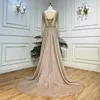 Feestjurken Serene Hill Caramel Mermaid kralen met rok luxe Arabische avond prom -jurken voor vrouwen bruiloft 2024 LA72014