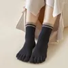 女性の靴下5本指の季節コットンショートチューブアンクルトーソックスセット
