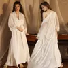 Dames slaapkleding vrouwen zijden satijn sexy pyjama robe jurk mesh sling nachtelijke lange kimono huiskleding lounge badjas soepel comfortabel