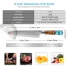 Professionnel Damas Steel Chef Couteau de cuisine 8 pouces couteau japonais Damas Cleaver Santoku Couteau de cuisson ultra-sharp