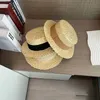 Caps Hats Korean style baby bucket hat 2024 childrens summer sun hat baby boy hat photography prop handmade woven flat grass hat d240509