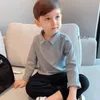 T-shirts Boys polo shirt long sleeved top childrens solid color T-shirt cotton baby top childrens spring and autumn coatL2405