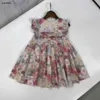 Populaire baby rok zomer prinses jurk maat 90-140 cm kinderontwerper kleding bloem patroon printen meisjes feestdress 24April