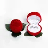 Pudełka biżuterii Rose biżuteria Red Velvet Ring Box do propozycji zaręczynowego magazynu w magazynie ślubnej Pudełko z organizatorem biżuterii