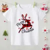 Tシャツメリークリスマス鹿のプリント子供服男の子女の子短袖TシャツキッズグラフィックティークリスマスホリデークリスマスシャツT240509
