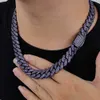Miami Herren Kubanische Verbindung Kette 15mm gefahren lila plattiert Bling Cuban Halskette CZ Kette für Männer Hip Hop Schmuck Schmuck