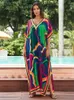Robes de fête Lorylei 2024 Été Summer Bohemian Imprimé Kaftan Long Robe pour femmes Sexy V Neck Batwing Sleeve Robe Moo Q1594
