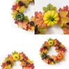 Fleurs décoratives couronnes artificielles de citrouille artificielle couronnes de pin et baies Garland Home Decoration Farmhouse Decor for Halloween