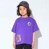 Tシャツ新しい夏X-Large Childrens Tシャツの男の子と女の子漫画恐竜短い袖のトップチルドレンコットンプリントTシャツファッション子供衣料品L240509