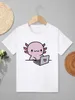 Magliette kawaii harajuku cartone animato t-shirt axolotl per bambini ragazze ragazzi modalità abbigliamento casual abbigliamento da esterno giochi per bambini completamente abbinati t-shirtl240509