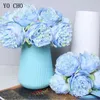 Yo Cho 5pc Big Peony Artifcial Silk Flower Wedding Bouquet Decor Home Display Fake Pack Heart Rose Rose 240422