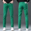 Men's Jeans designer Spring/Summer New Youth Jeans for Men's Light Luxury Thin Elastic Feet Slim Fit Cotton Elastic Green White