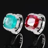 Bandringe S925 Silver Treasure Jade Red Treasure Luxus -Set geschlossen RMAIN STONE 14 * 14 Schmuck Ehering J240508