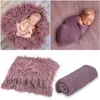 3pcs Born Pographie enveloppe des couvertures bébé en bas âge enveloppe et bande mohair stretch tricot swaddle wraps Studio accessori 240429