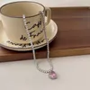 Hanger kettingen roze hart ketting voor vrouwelijke liefhebbers strass sleutelbeen ketting choker vrouwelijk schattig kristal