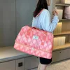 Shoulder Bags Fashion Large Capacity Expandable Travel Duffle Luggage Bag Women Denim Plaid Waterproof Sports Fitness Handbag