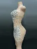 Casual Dresses High Quality Women's Sparkling Crystal Mini Dress Sexig stropplös rygglös nät Elegant kväll Celebrity Party Vestidos