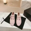 Ballet Shoes Women Designer Mary Jane Dress Shoes Round Toes Low Flat Heel Mule Slip On Loafers Cotton Silk Embroidered Sandal Metal Ankle Adjusting Buckle For Girl